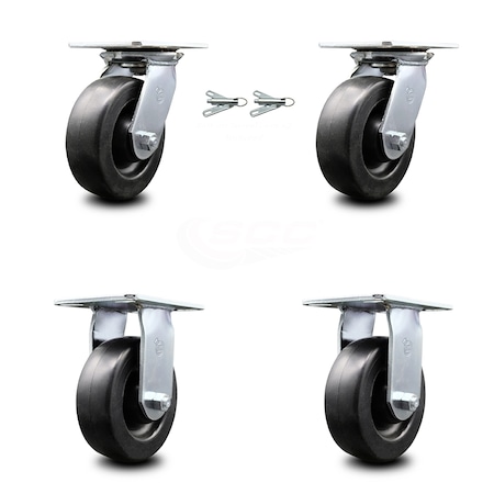 Service Caster 6 Inch Polyolefin Caster Set with Ball Bearing 2 Swivel Lock and 2 Rigid SCC SCC-35S620-POB-BSL-2-R-2